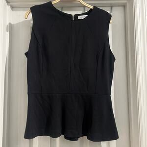 Liz Claiborne Black Fitted Zip Sleeveless Blouse Sz M